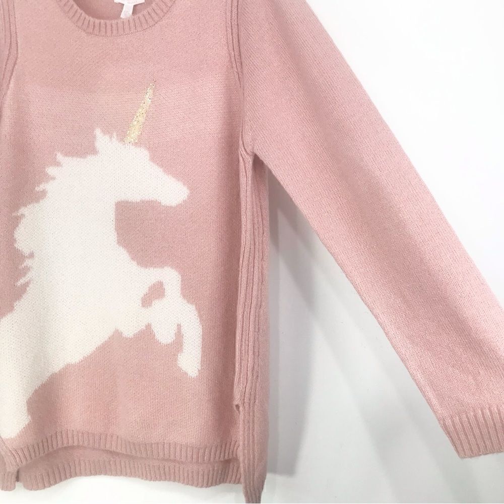 LC Lauren Conrad Pink White Unicorn Sparkle Knit Crew Neck Pullover Sweater - Picture 6 of 15
